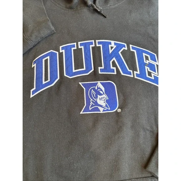 VTG DUKE Blue Devils Fleece‎ Hoodie Black W Embroidered SpelloutLogo Men's XXL